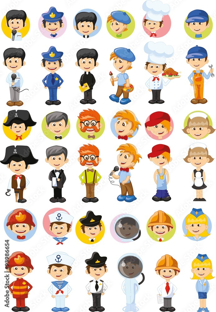 Set of vector cute character avatar icons Set of vector cute character avatar icons