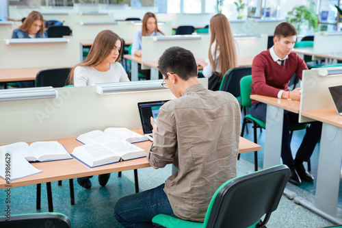 Students study in the library photo