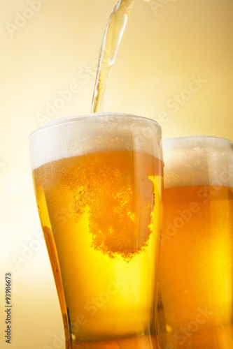 ビール　Beer into glass photo