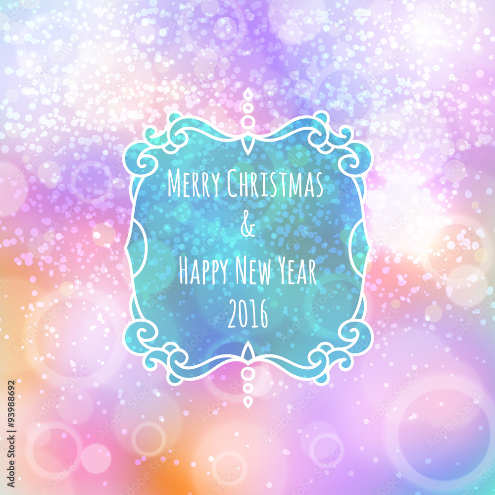 New Year's color shining background with a Christmas inscription