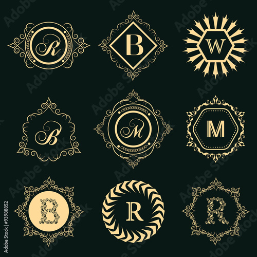 Monogram design elements, graceful template. Elegant line art logo design. Set of Business sign, identity for Restaurant, Royalty, Boutique, Cafe, Hotel, Heraldic, Jewelry, Fashion.Vector illustration