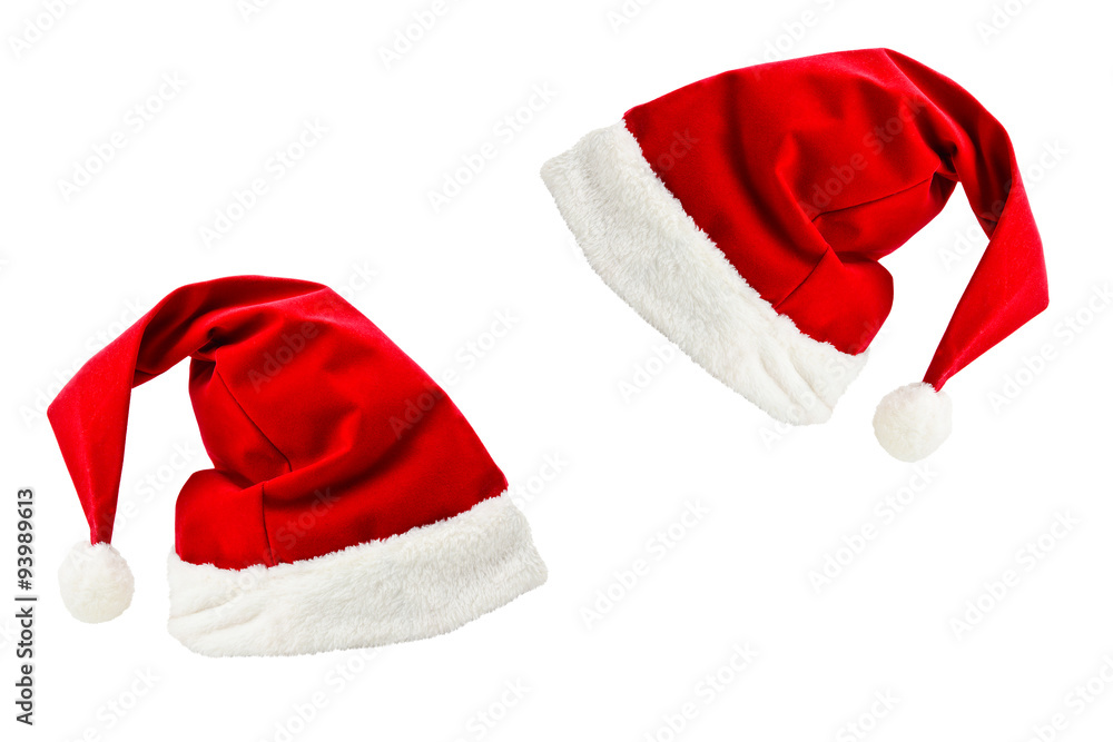 Santa Claus hats isolated on white background Santa Claus hats isolated on white background
