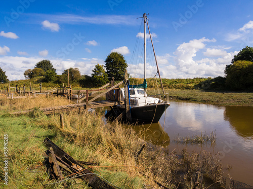 Thornton Cleveleys, Lancashire, UK. 15th September 2015. Boats at Skippool Creek at High Tide photo