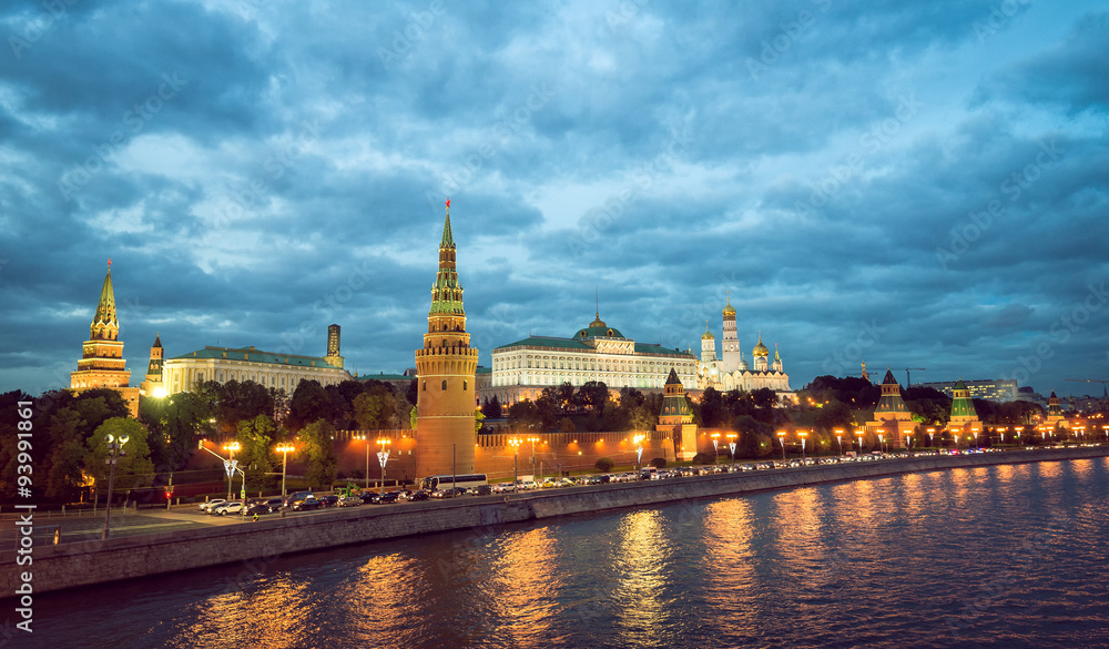 Kremlin palace in evening