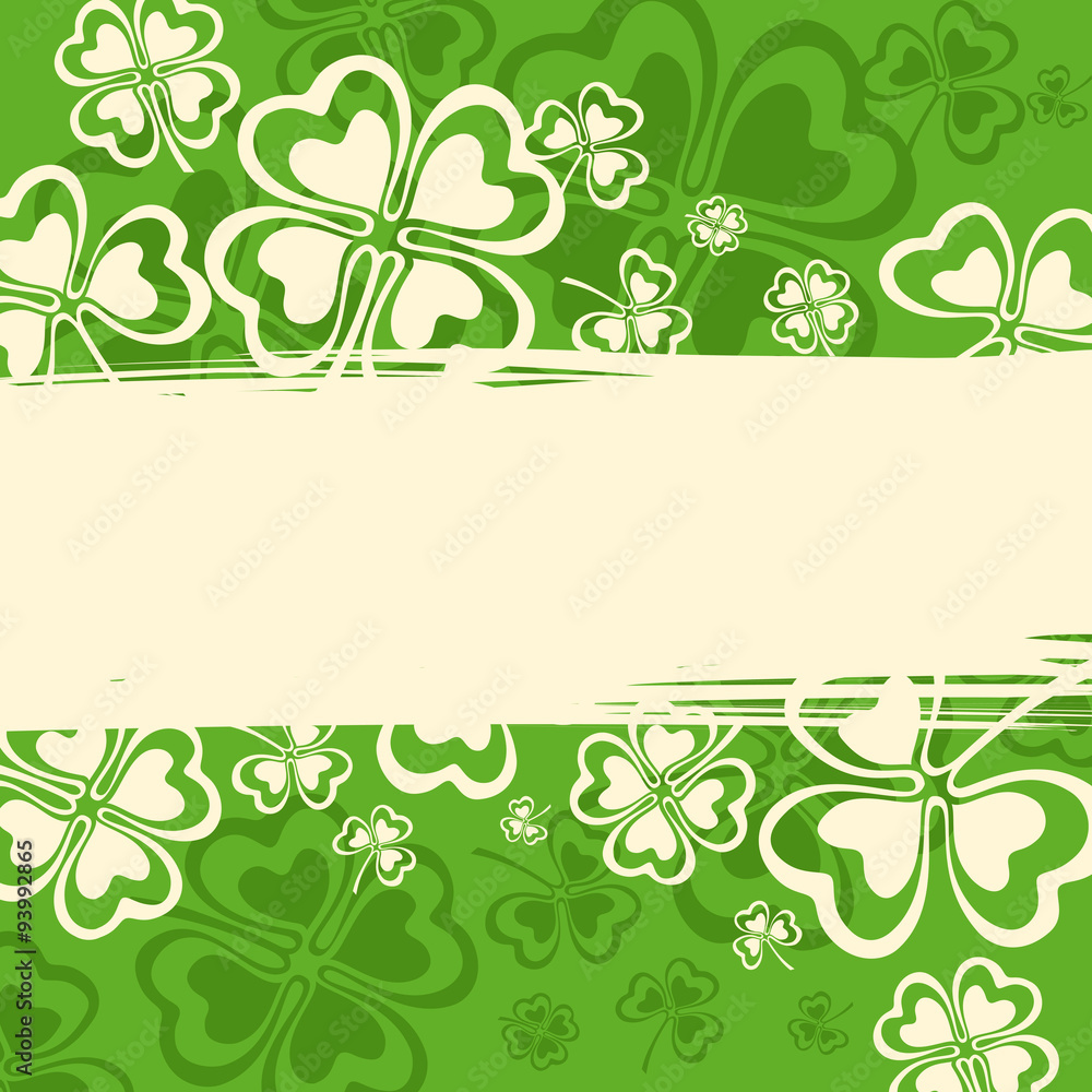 Clover leaf grunge patten in green, illustration for