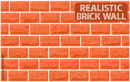 Vector realistic texture of orange brick wall. Vector illustration