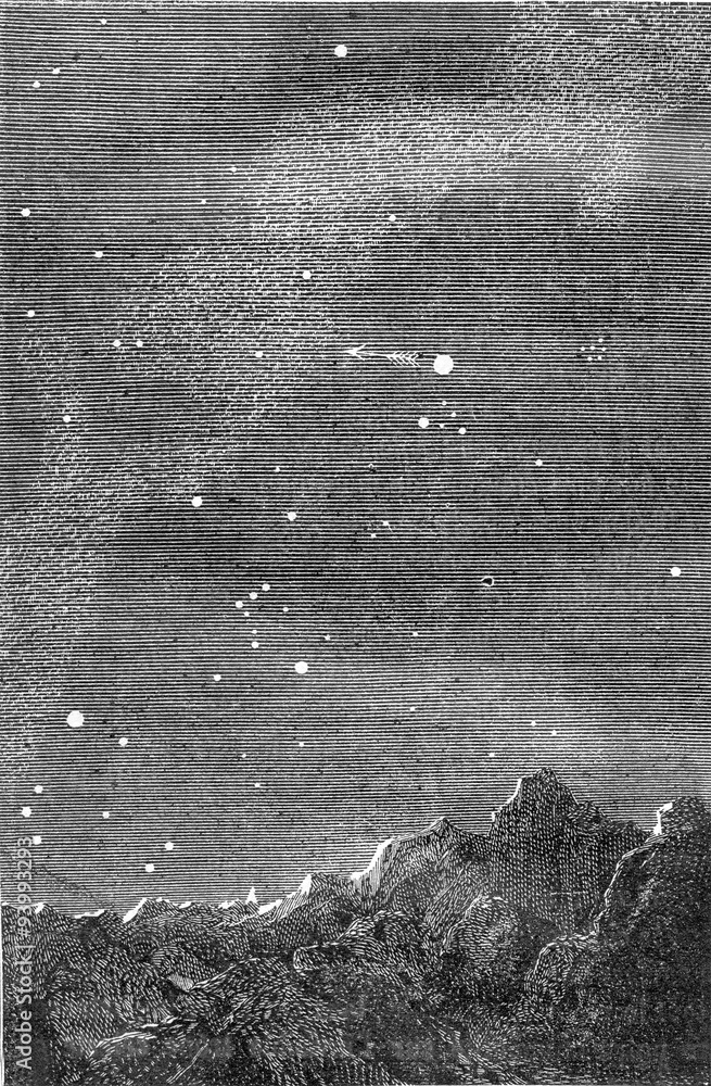 Fototapeta premium Earth from Mercury, vintage engraving.