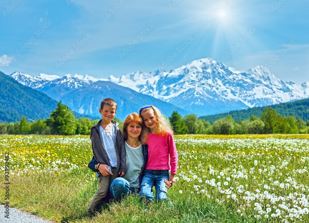 Summer dandelion meadow and family (Italy). Summer dandelion meadow and family (Italy).