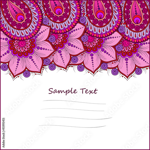 Vector floral elements in indian mehendy style. Abstract henna f