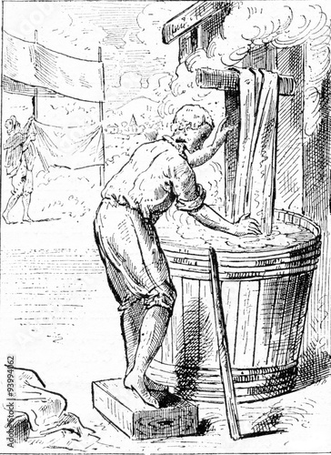 Cloth dyer, vintage engraving.
