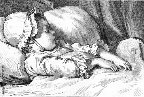 The Sleep of a girl, After kind of study by Moreau the Younger, photo