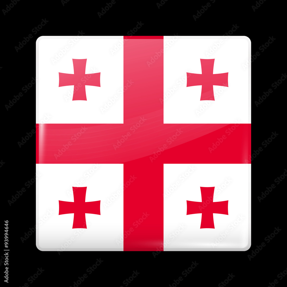 Flag of Georgia. Glassy Icon Square Shape