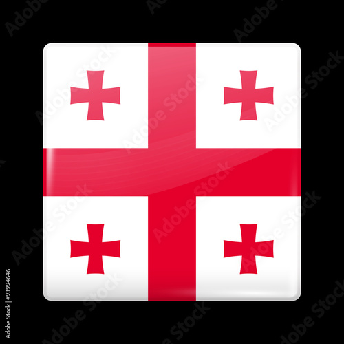 Flag of Georgia. Glassy Icon Square Shape