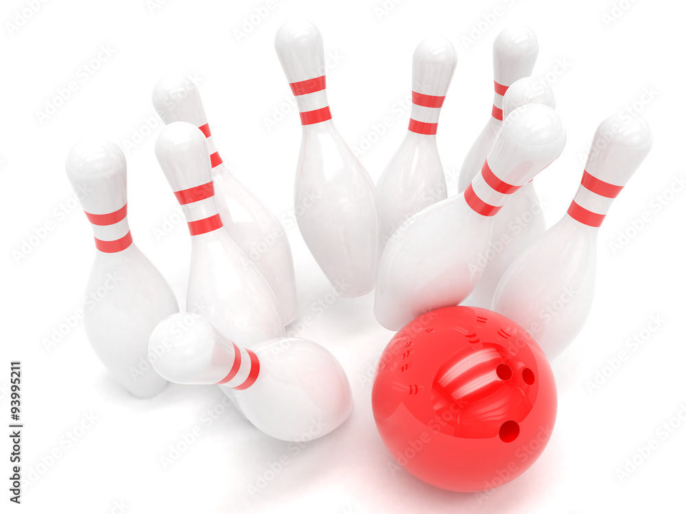 Bowling ball and skittles isolated Bowling ball and skittles isolated