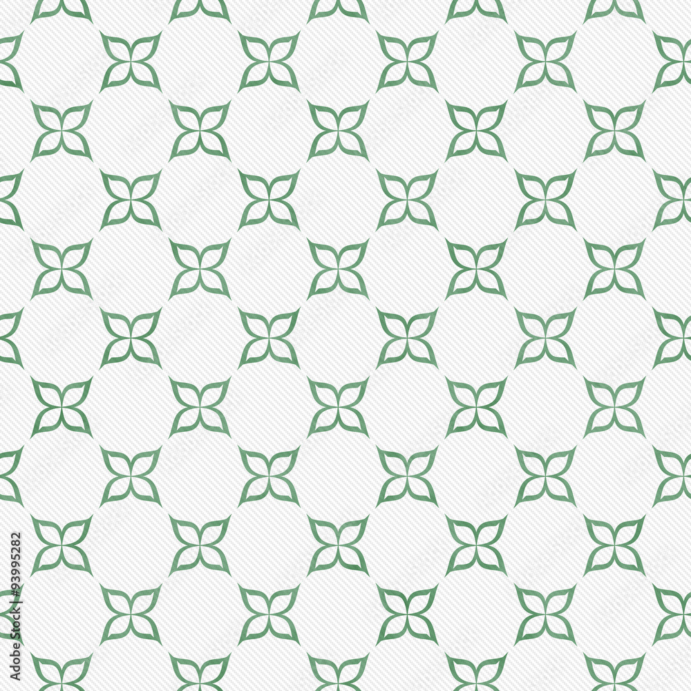 Naklejka premium Pale Green and White Flower Symbol Tile Pattern Repeat Backgroun