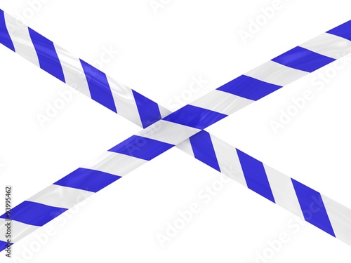 Blue and White Striped Barrier Tape Cross