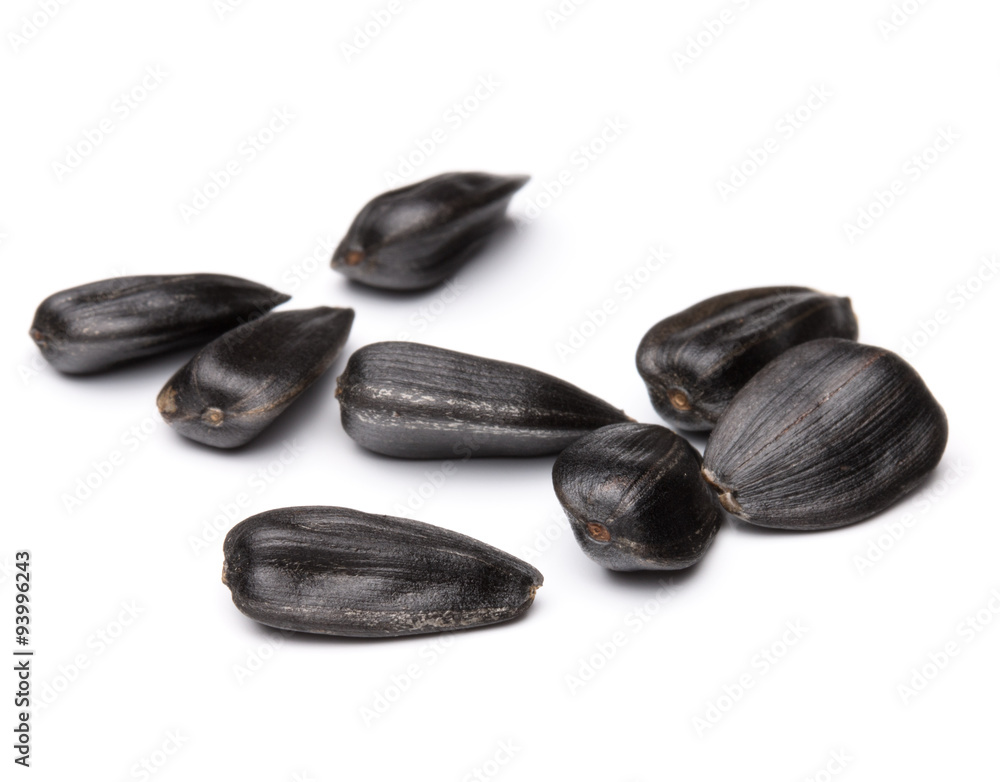 Sunflower seeds isolated on white background close up Sunflower seeds isolated on white background close up