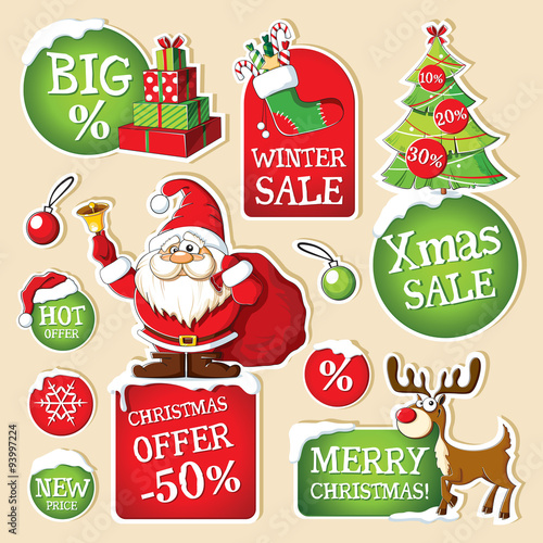 Set of Christmas price tags 