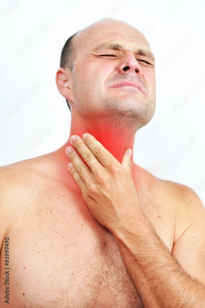 Obraz premium Man with a sore throat