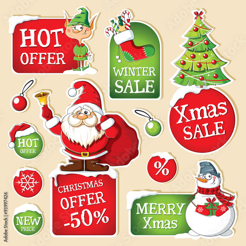 Set of Christmas price tags 