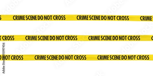 Crime Scene Do Not Cross Tape Lines Isolated on White