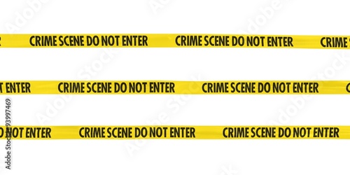 Crime Scene Do Not Enter Tape Lines Isolated on White