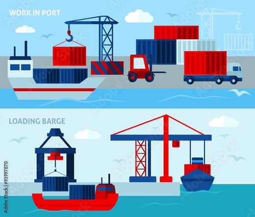 Flat Color Seaport  Horizontal Banners 