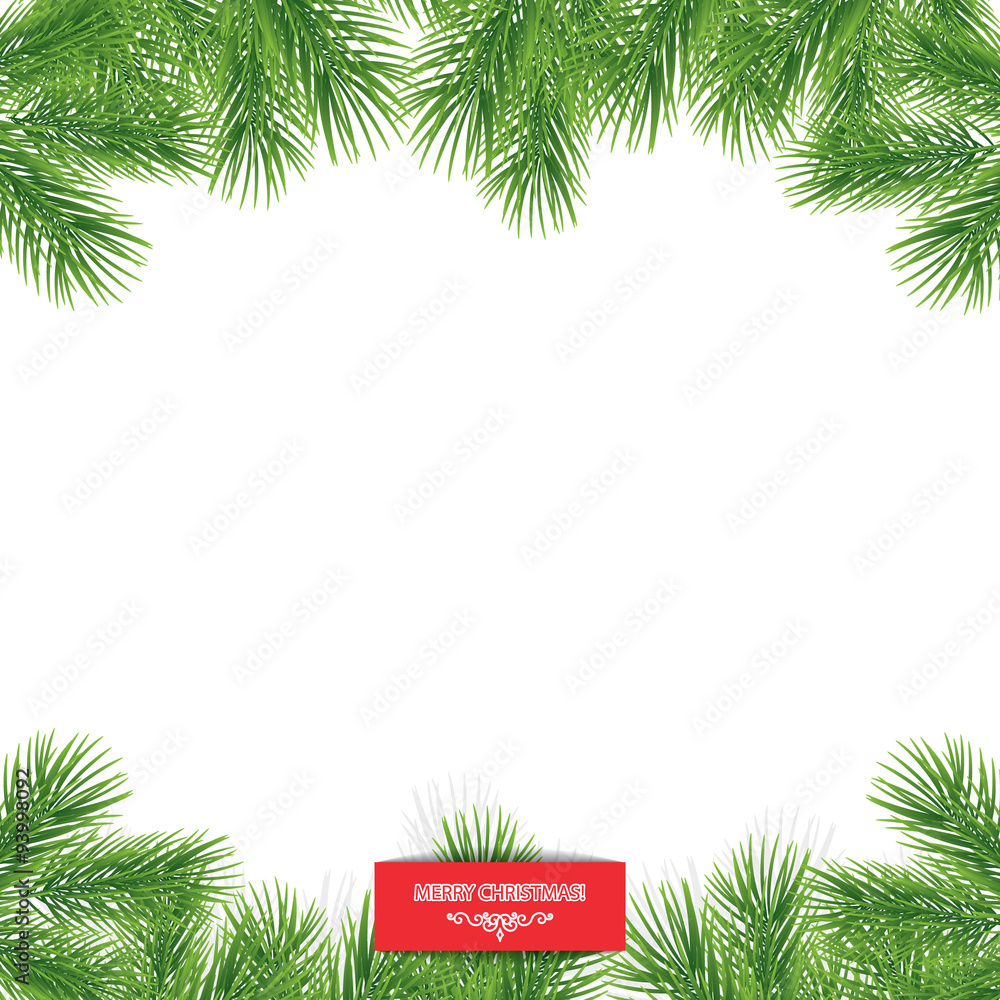 Christmas tree branches decorative border. Christmas tree branches decorative border.