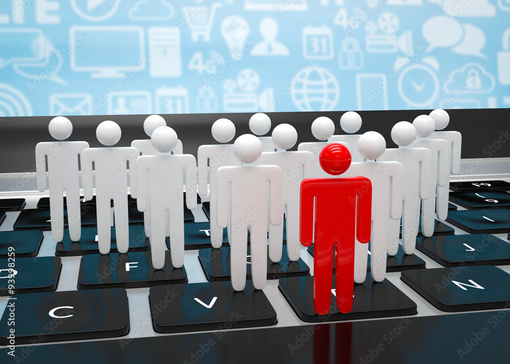 group of people figures on laptop, 3d render group of people figures on laptop, 3d render