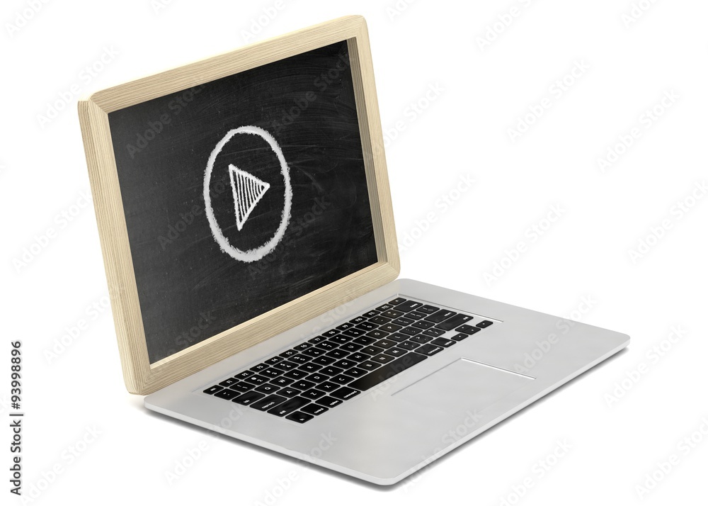 Laptop with chalkboard, online video education concept Laptop with chalkboard, online video education concept