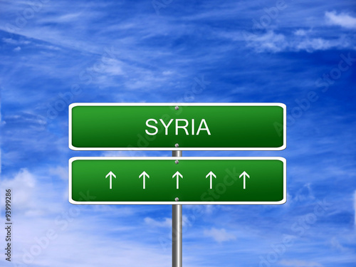 Syria welcome travel landmark landscape map tourism immigration refugees migrant business.