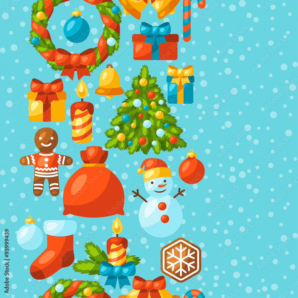 Merry Christmas holiday seamless pattern with celebration object Merry Christmas holiday seamless pattern with celebration object