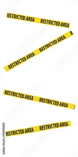 Yellow and Black RESTRICTED AREA Tape Blocking Doorway - Isolated for editing into images © Fredex