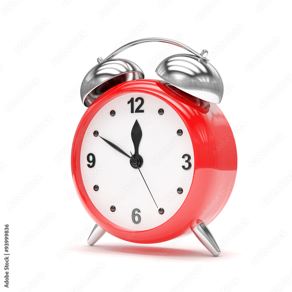 red alarm clock on white red alarm clock on white