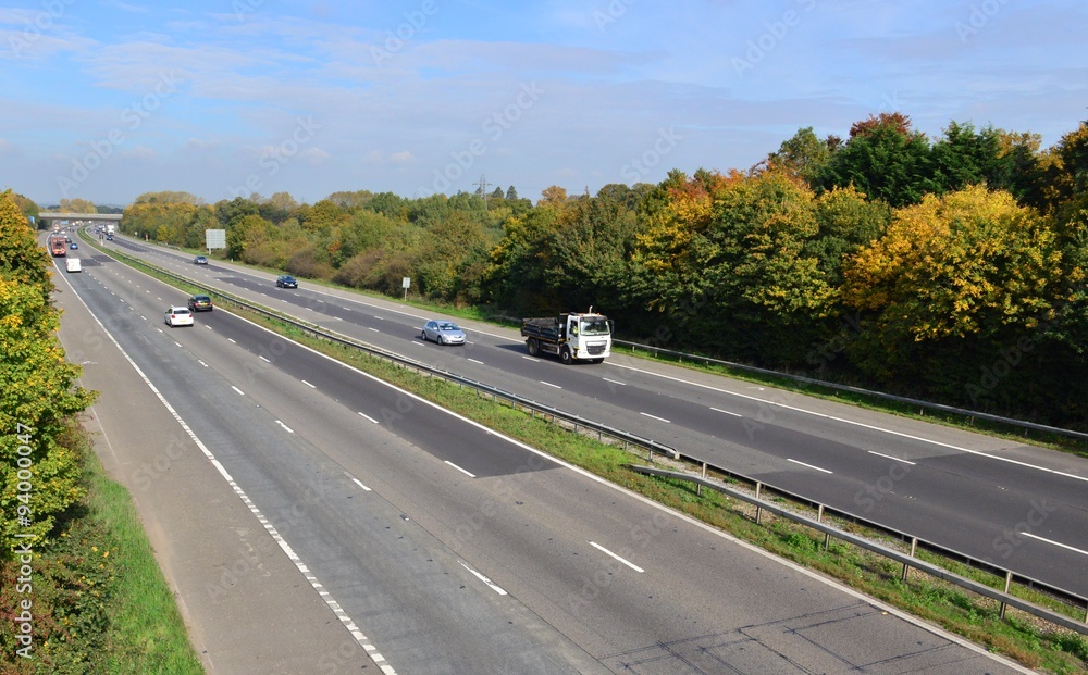 The M23 Motorway/ Highway just before the Gatwick turn off on a Fall day in October