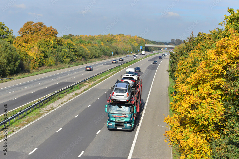 The M23 in Surrey on a Fall day in October.