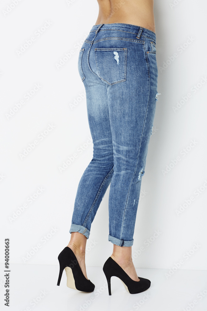 Woman in tight jeans and heels Stock Photo | Adobe Stock