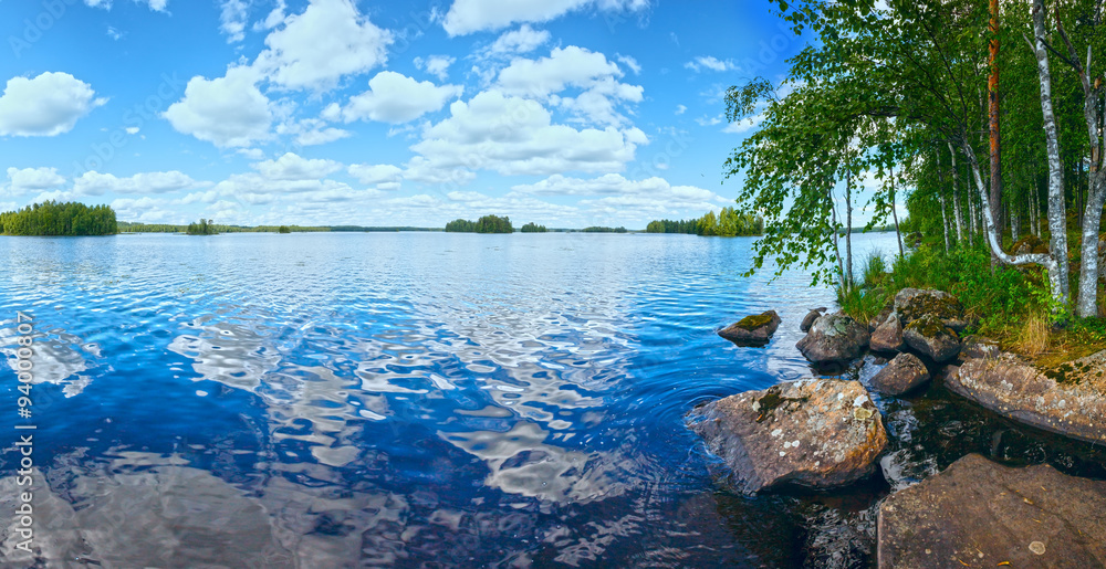 Fototapeta premium Lake Rutajarvi summer panorama (Finland).