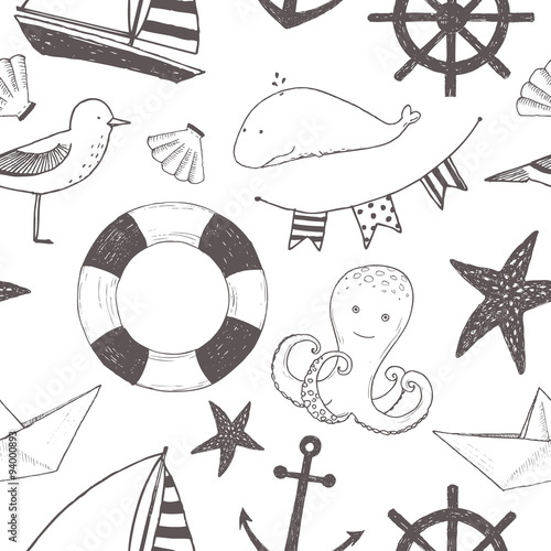Vector child marine pattern © zenina