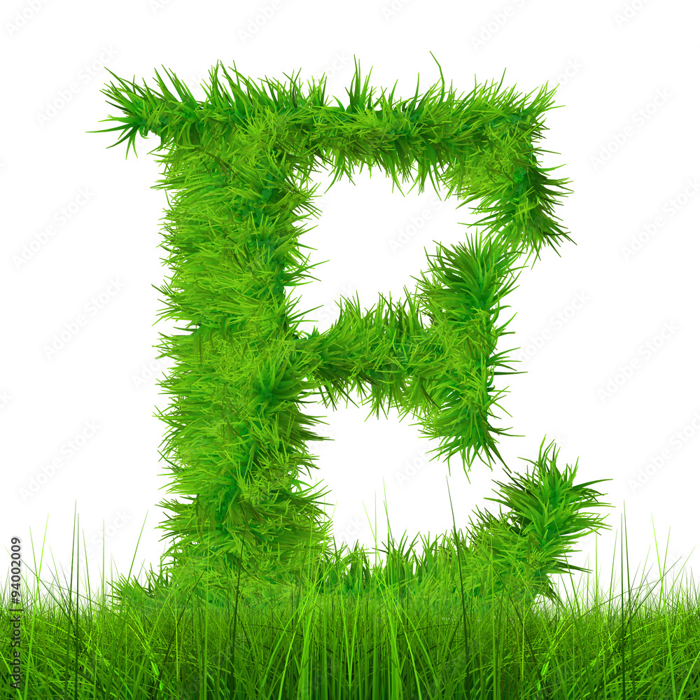 Conceptual green grass 3D font isoalted Conceptual green grass 3D font isoalted