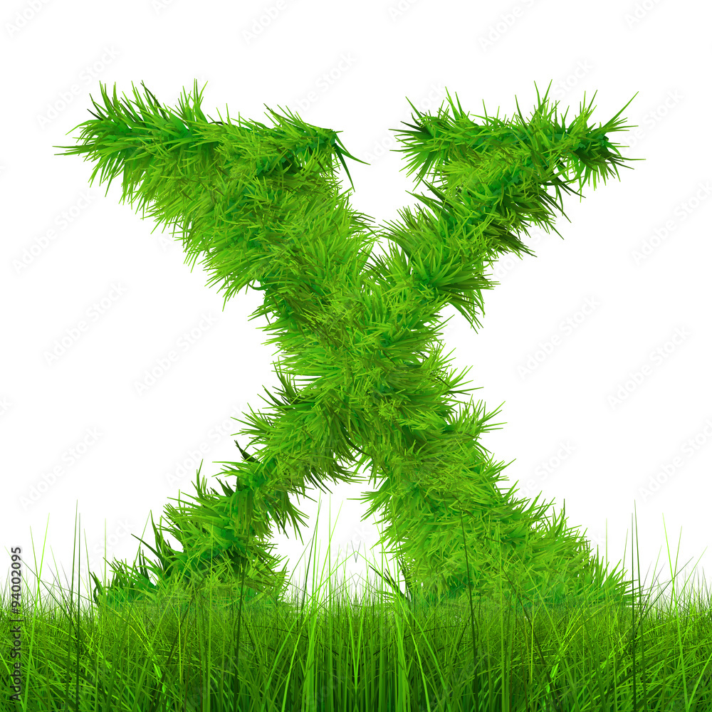 Conceptual green grass 3D font isoalted Conceptual green grass 3D font isoalted