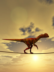 Poster Dinosaurus Zakelijke metafoor met dier en touw  © high_resolution