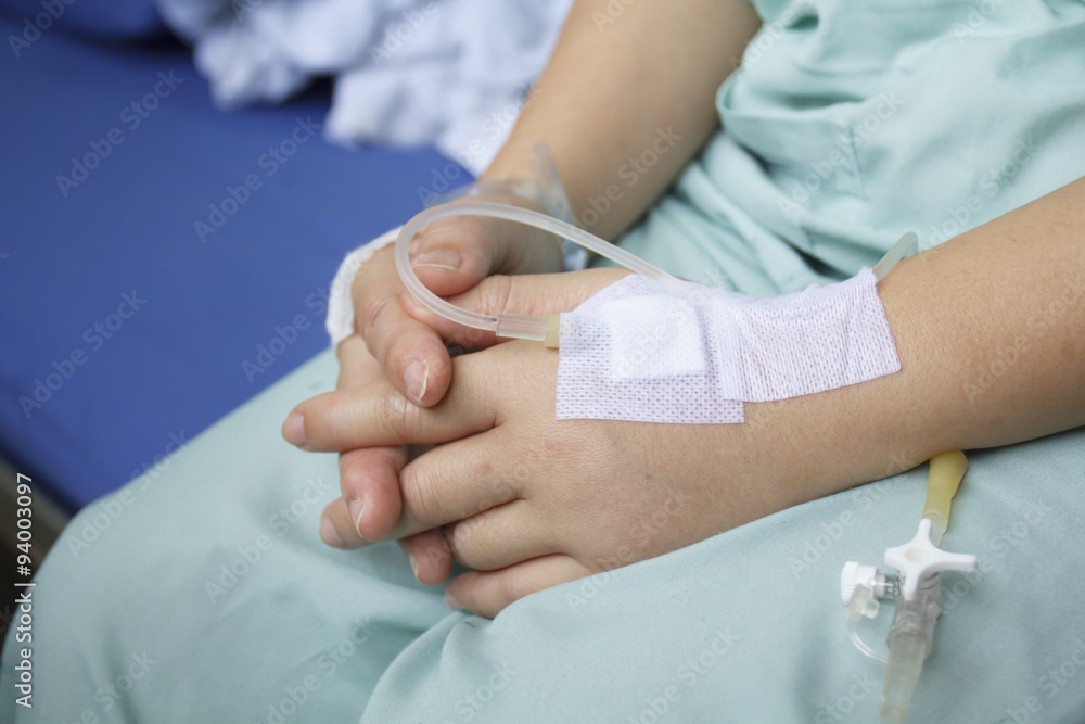 hand swollen by saline intravenous (iv). hand swollen by saline intravenous (iv).