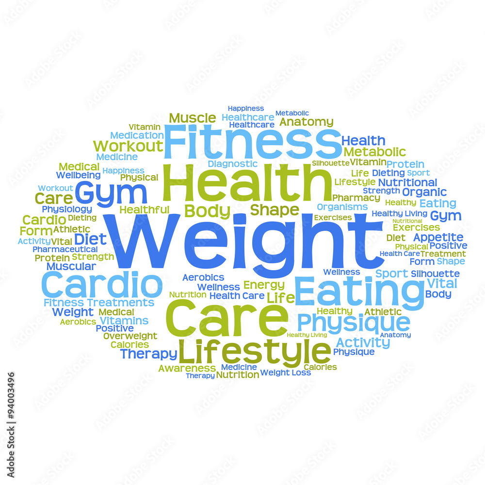 Fototapeta premium Concept or conceptual abstract health diet or sport word cloud or wordcloud isolated on white background