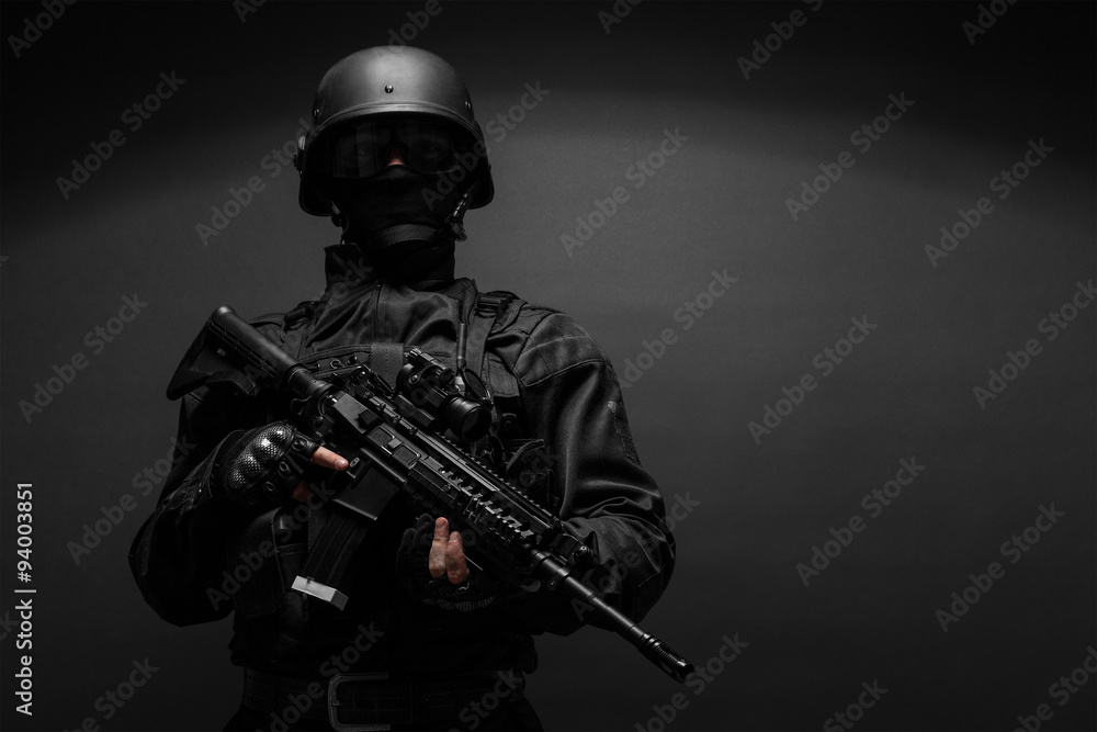 police officer with weapons