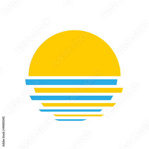 Beautiful ocean sunset icon, logo element