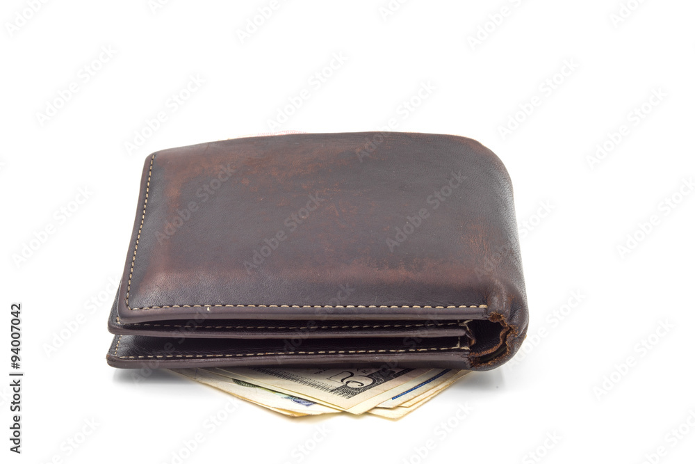 Brown wallet isolated on white background. Brown wallet isolated on white background.