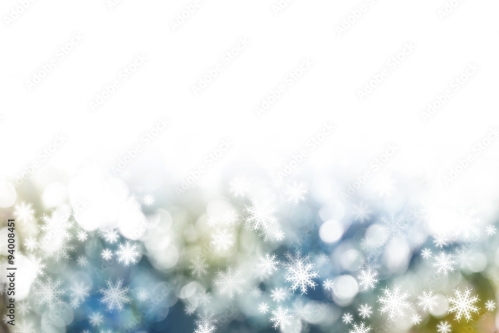 Christmas Snowflakes Blurred Background - obrazy, fototapety, plakaty 