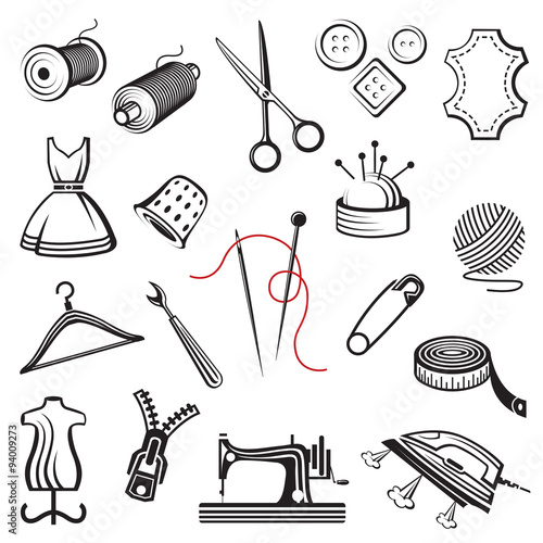 set of sewing and needlework icons 