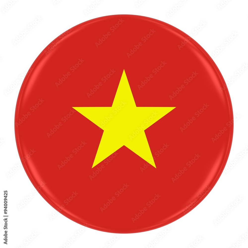 Vietnamese Flag Badge - Flag of Vietnam Button Isolated on White Vietnamese Flag Badge - Flag of Vietnam Button Isolated on White